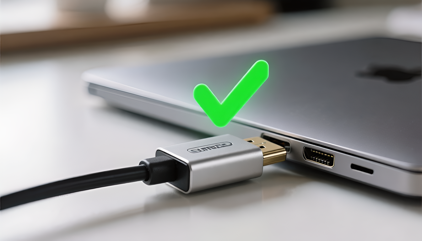 Cable is connected to MacBook Pro M4 to display on external Monitor